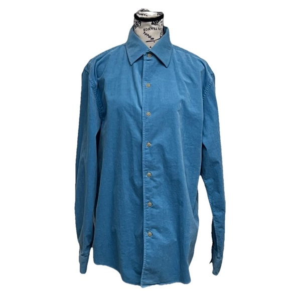 Vtg Y2K Joseph Abboud Blue Corduroy Button Up Shirt M Preppy Old Money Western - Picture 2 of 11